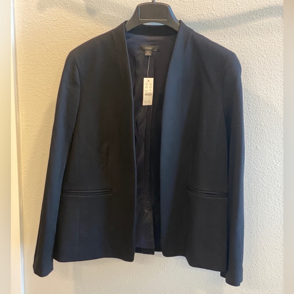 NWT J.Crew Black Going Out Collarless Blazer Sz 16T. MSRP $198. - Picture 2 of 6